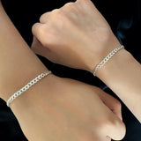 Flat Link Bracelets in Silver 925 For Couple