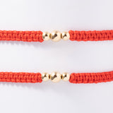 Pulseras 3 Balines gruesa de Hilo Rojo o Negro en Oro laminado 18k Para Pareja