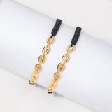 Pulseras Bliss de hilo negro en Oro laminado 18k Para Pareja