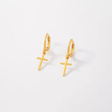 18k Gold Plated Cross Candongas For Men