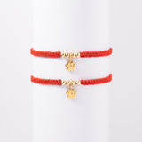 Pulsera Huellita en Oro laminado 18k, Hilo Rojo o Negro Para Pareja