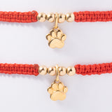 Pulsera Huellita en Oro laminado 18k, Hilo Rojo o Negro Para Pareja