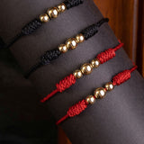 3 Balinese Red or Black Thread Bracelets in 18k Gold Plated for Couple