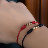 3 Balinese Red or Black Thread Bracelets in 18k Gold Plated for Couple