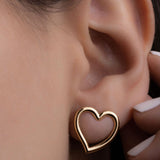 18k Gold Plated Heart Earrings For Lady