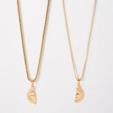 Set of Venetian Chains + 18k Gold Plated Coin Charms For Couple