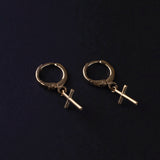 18k Gold Plated Cross Candongas For Lady