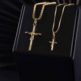 Set of Venetian Chains + Slender Christ Pendants in 18k Gold Plated For Couple